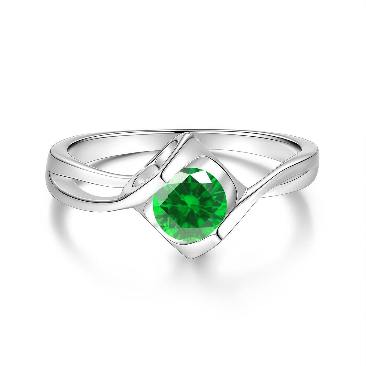 S925 Twisted Ring with Colored Moissanite