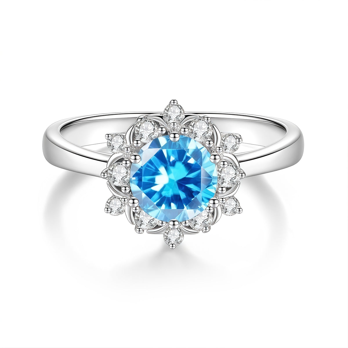 S925 Silver Ring with Colored Moissanite