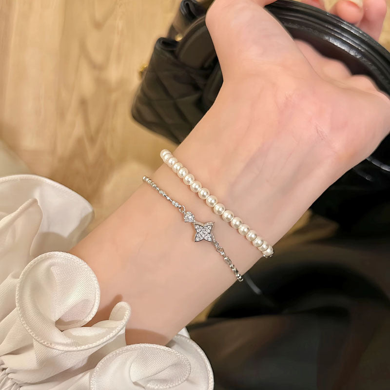 925 sterling silver sparkling zirconium bracelet - silvery
