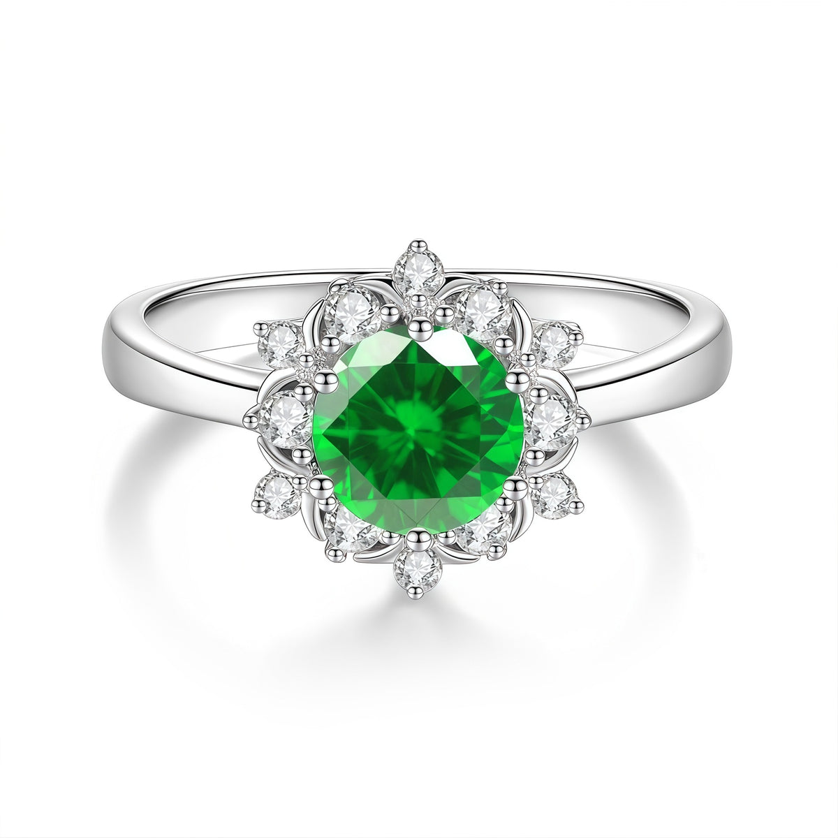 S925 Silver Ring with Colored Moissanite