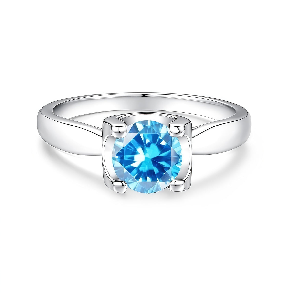 S925 Sterling Silver "Bull's Head" Setting Ring with Colorful Moissanite