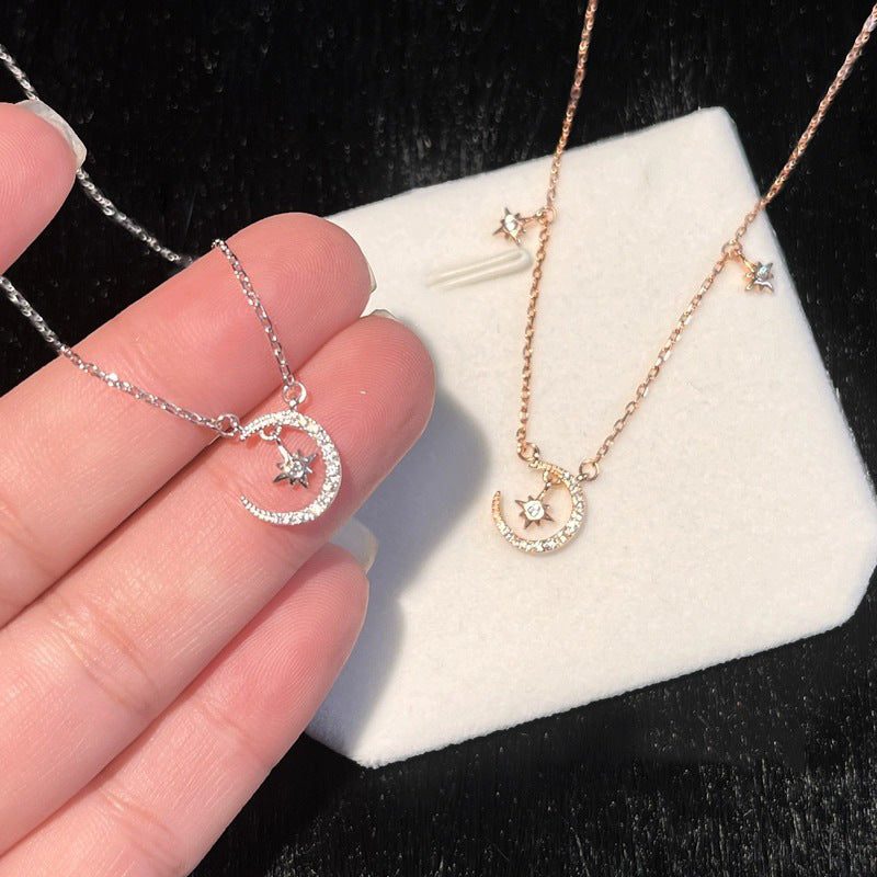 925 sterling silver star and moon pendant necklace