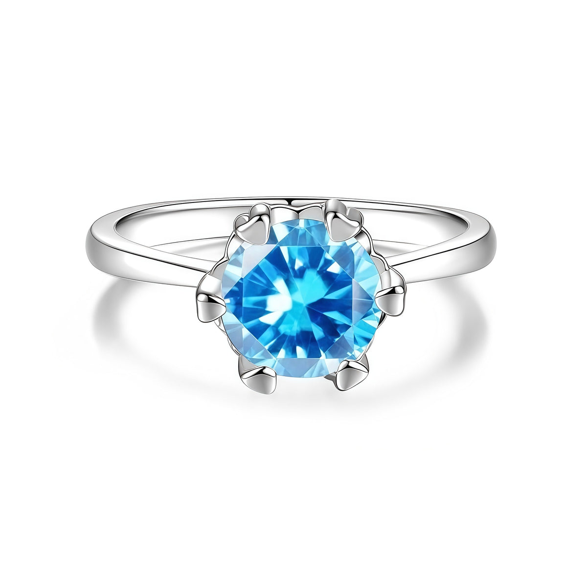S925 Sterling Silver Six-Prong Moissanite Ring