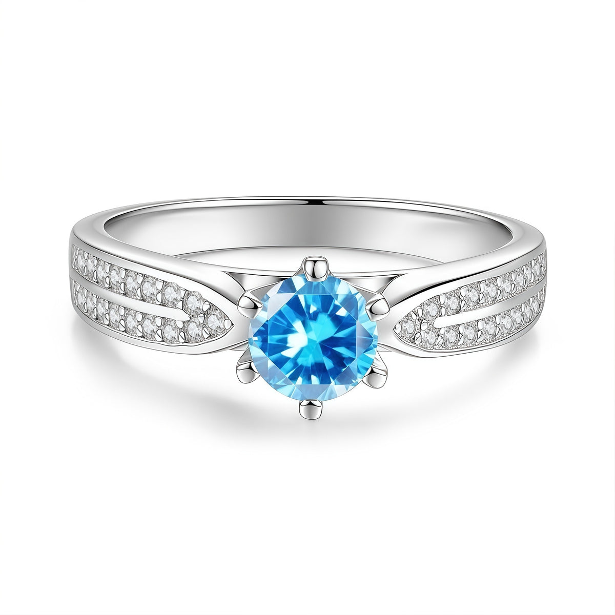 S925 Sterling Silver "Starlight Queen" Ring with Colorful Moissanite