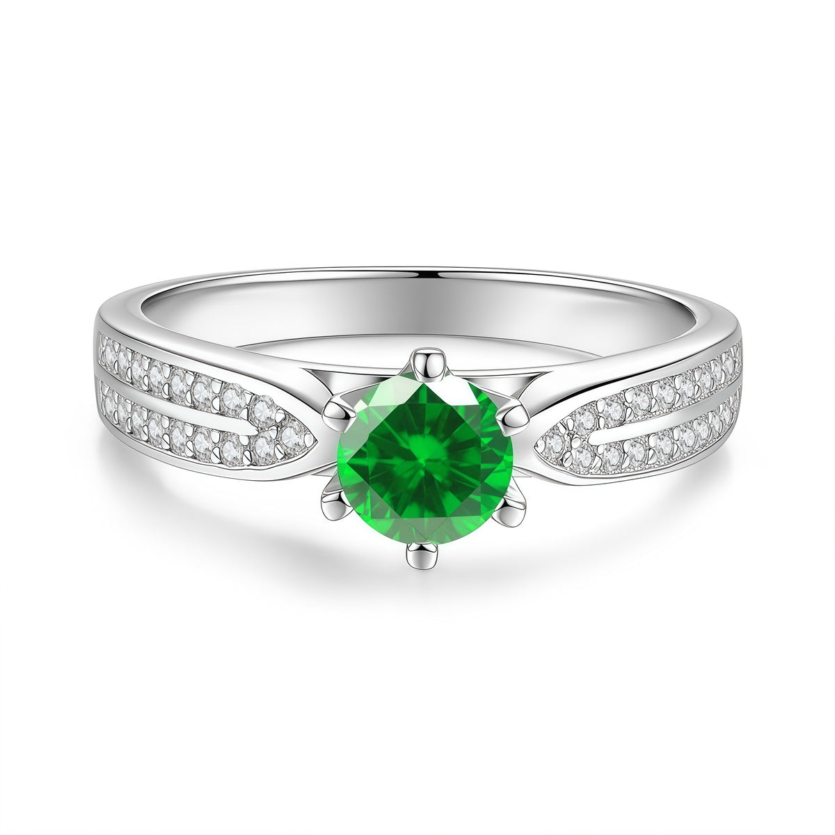 S925 Sterling Silver "Starlight Queen" Ring with Colorful Moissanite