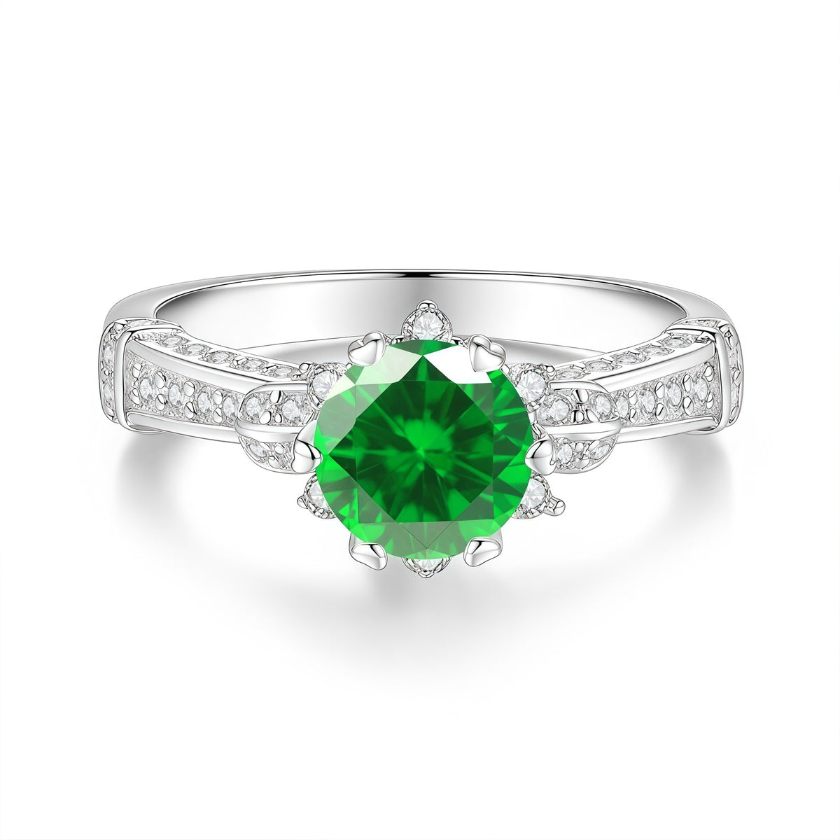 S925 Silver Colorful Moissanite Ring – Bouquet Design