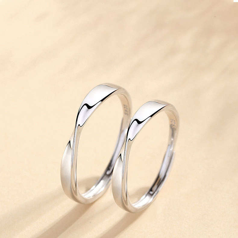 925 sterling silver Mobius ring couple's ring