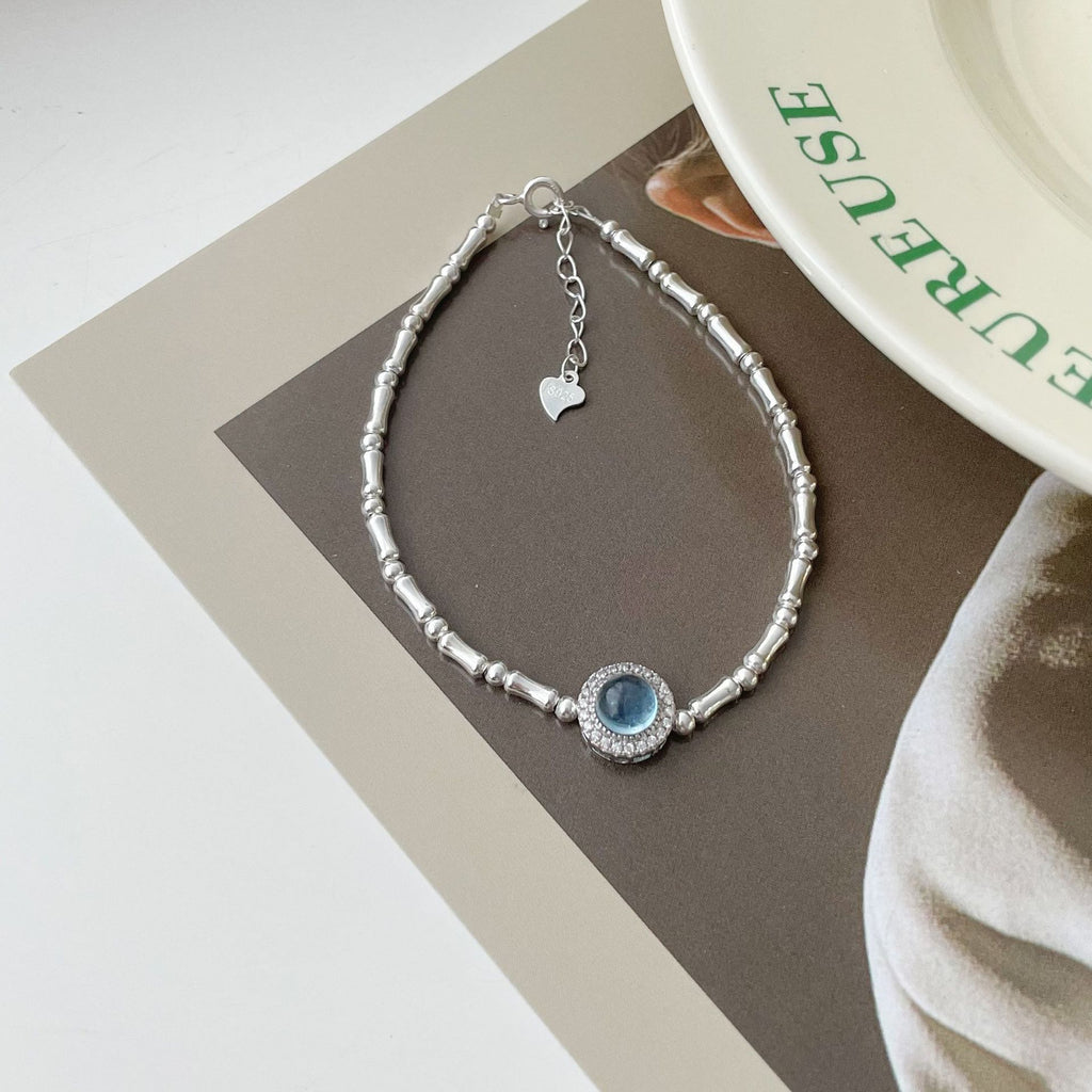 925 sterling silver aquamarine bracelet - silvery