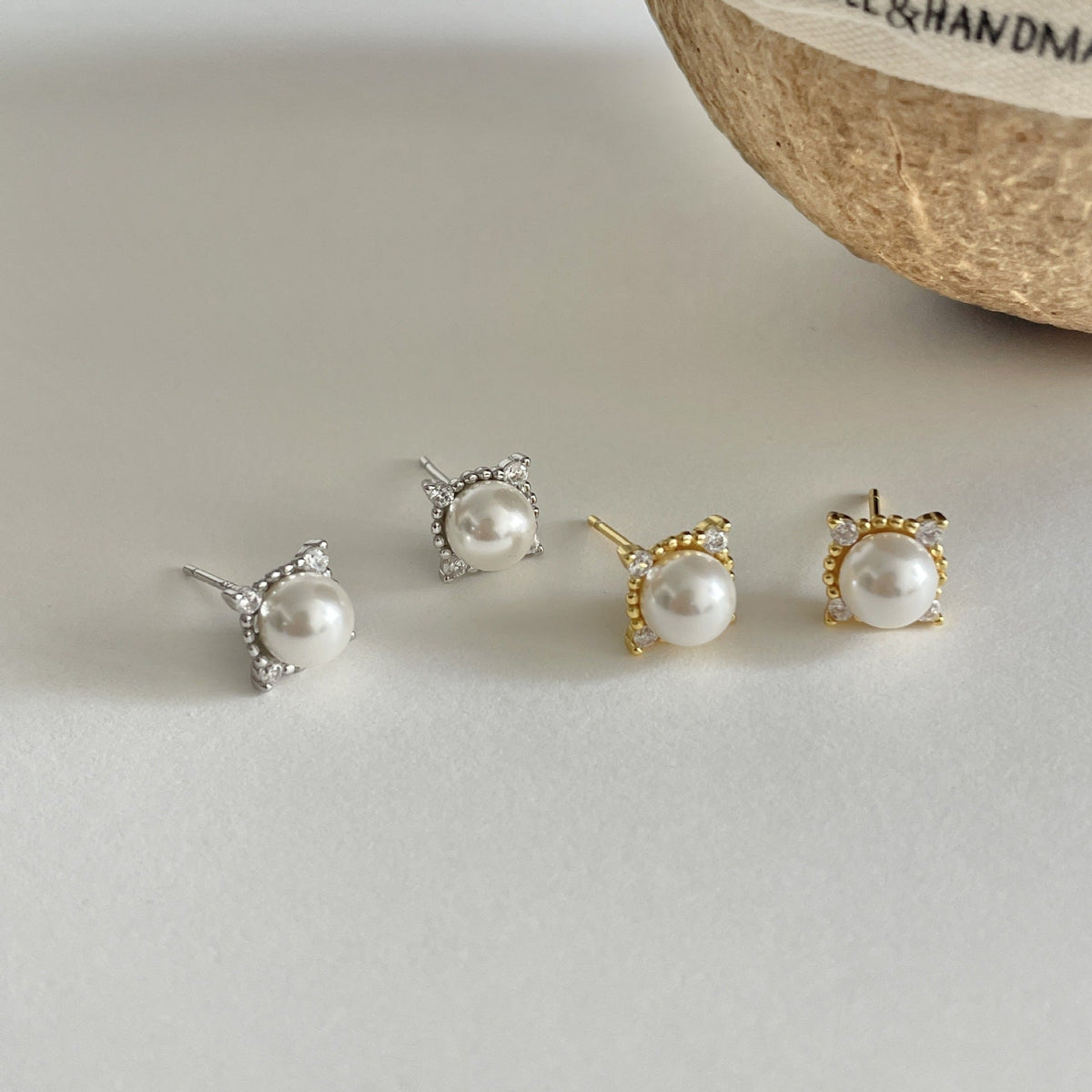 925 sterling silver imitation pearl earrings