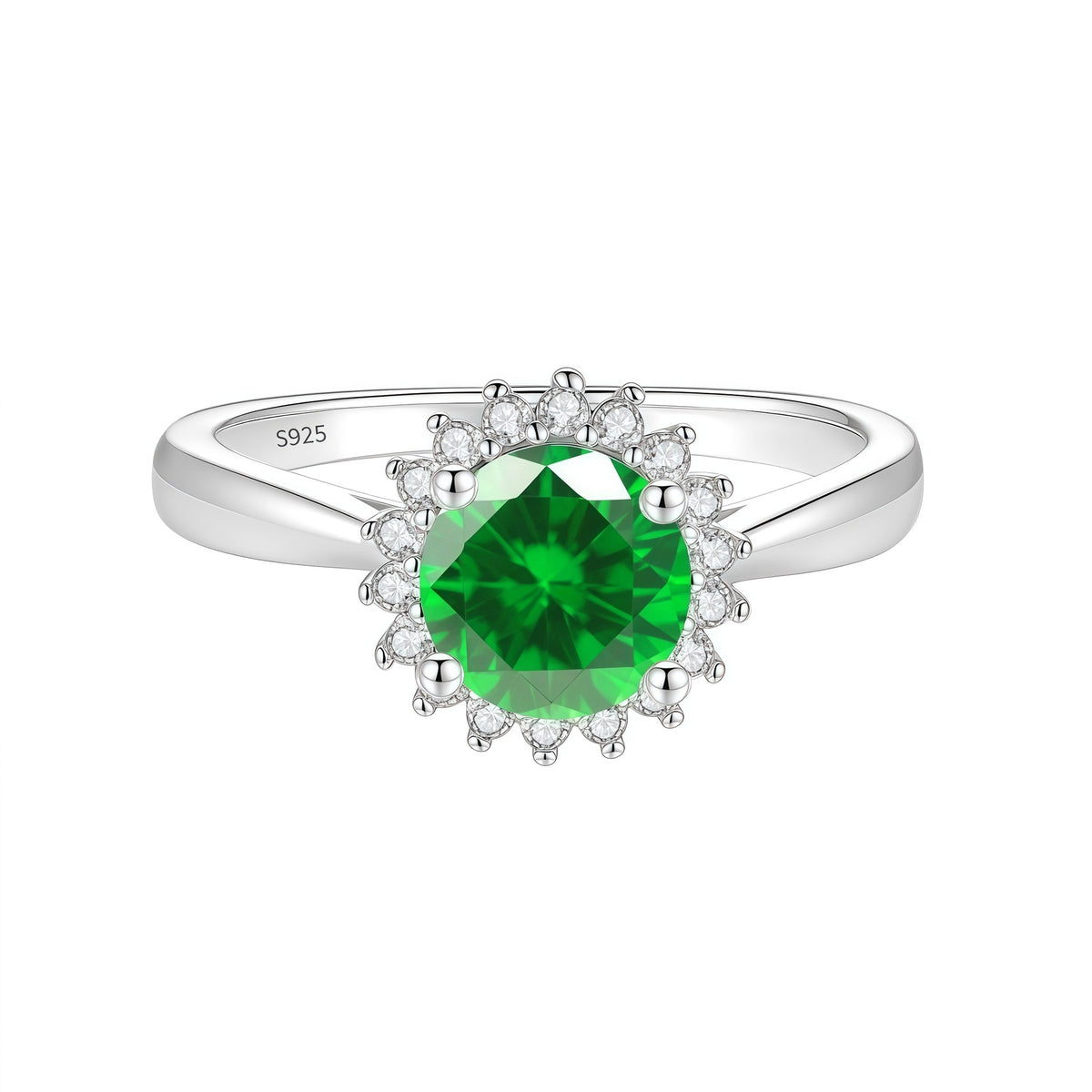 S925 Sterling Silver Sunflower Ring with Colorful Moissanite