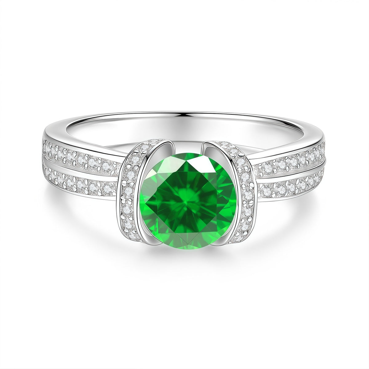 S925 Silver Ring with Colored Moissanite