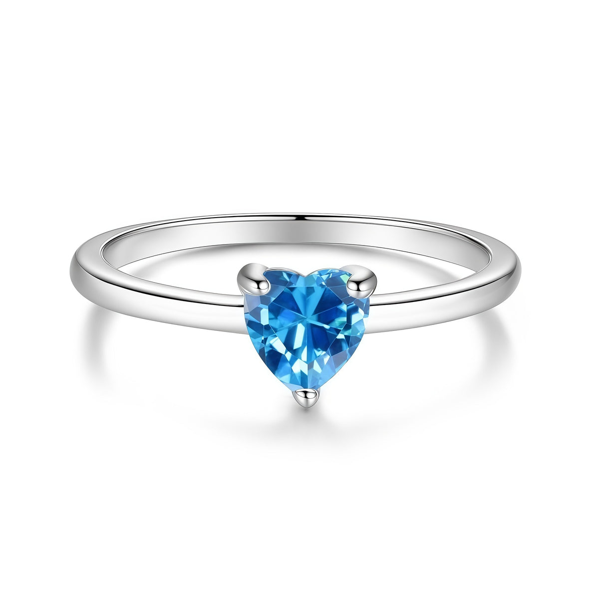 S925 Sterling Silver Six-Prong Round Colored Moissanite Ring
