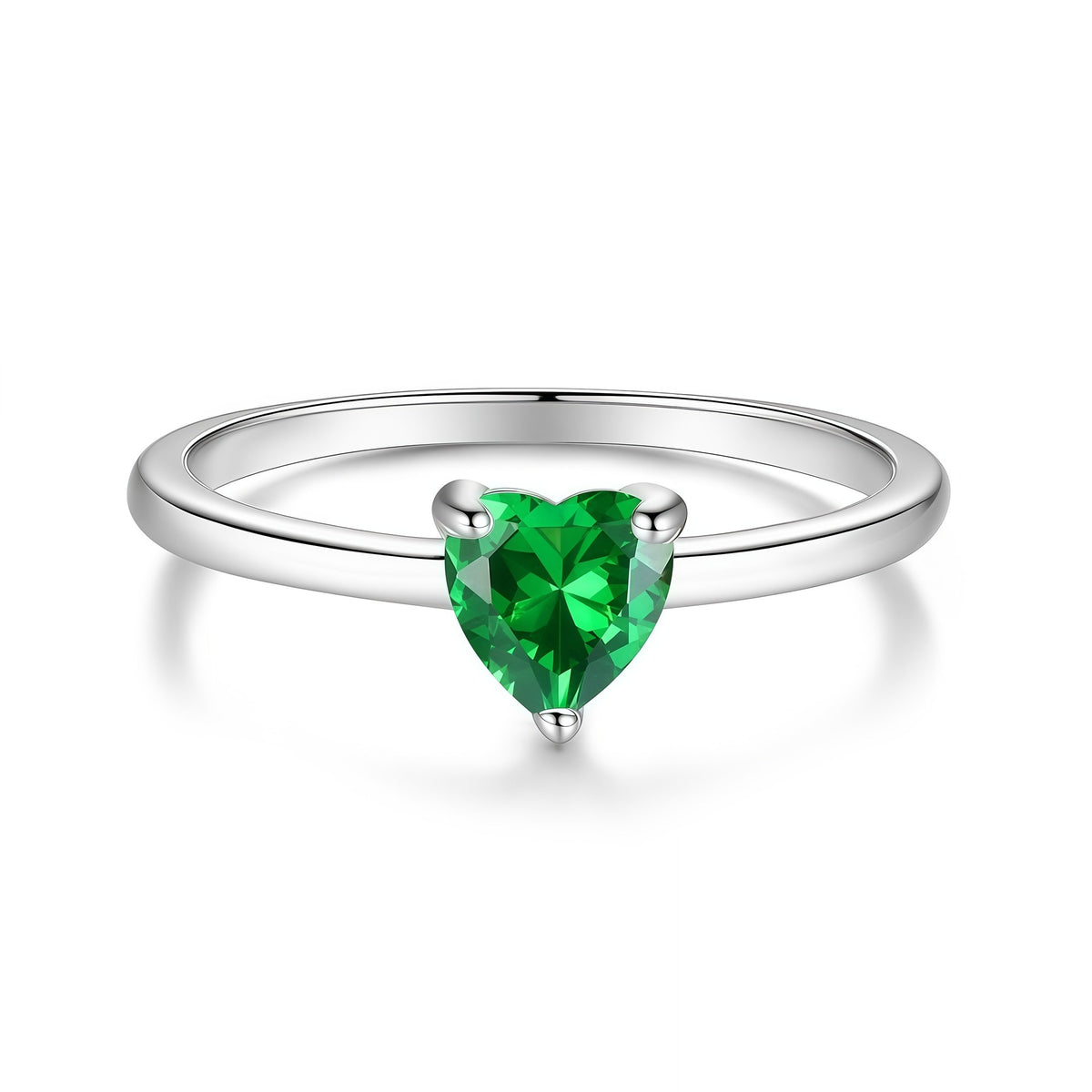 S925 Sterling Silver Six-Prong Round Colored Moissanite Ring