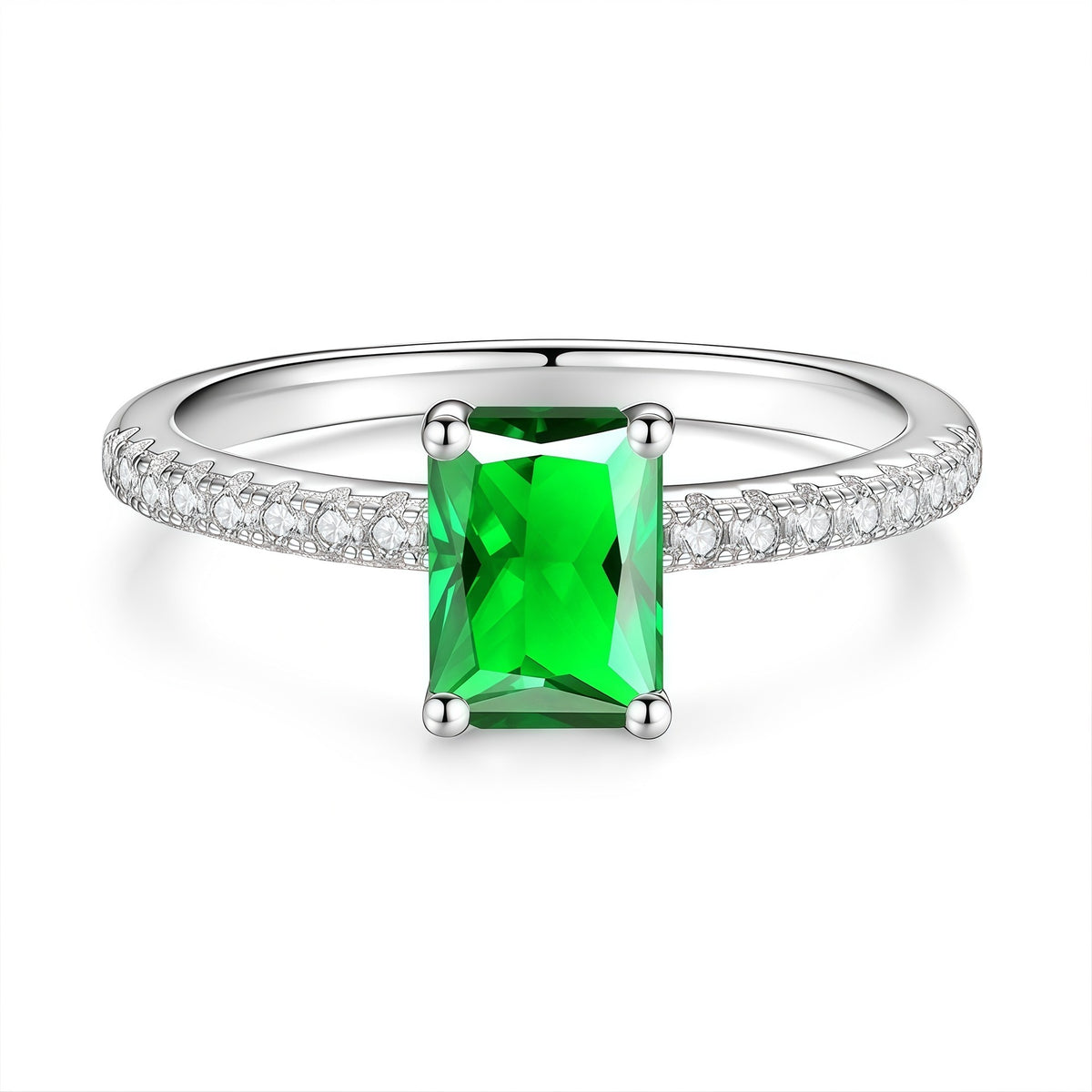 S925 Sterling Silver Rectangular Moissanite Ring