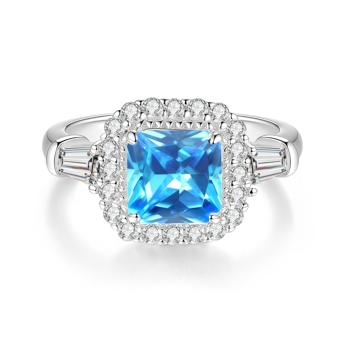 S925 Sterling Silver Ring with Colored Moissanite