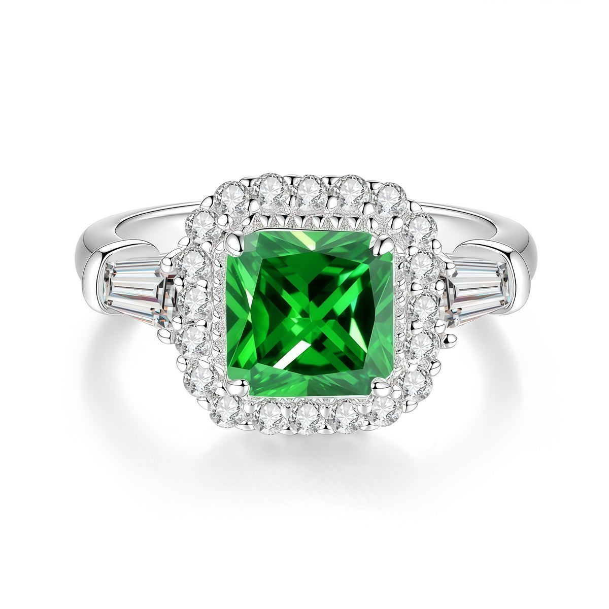 S925 Sterling Silver Ring with Colored Moissanite