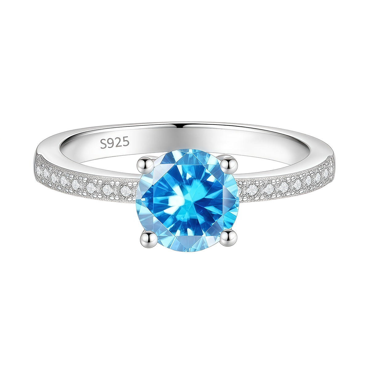 S925 Sterling Silver Ring with Colored Moissanite