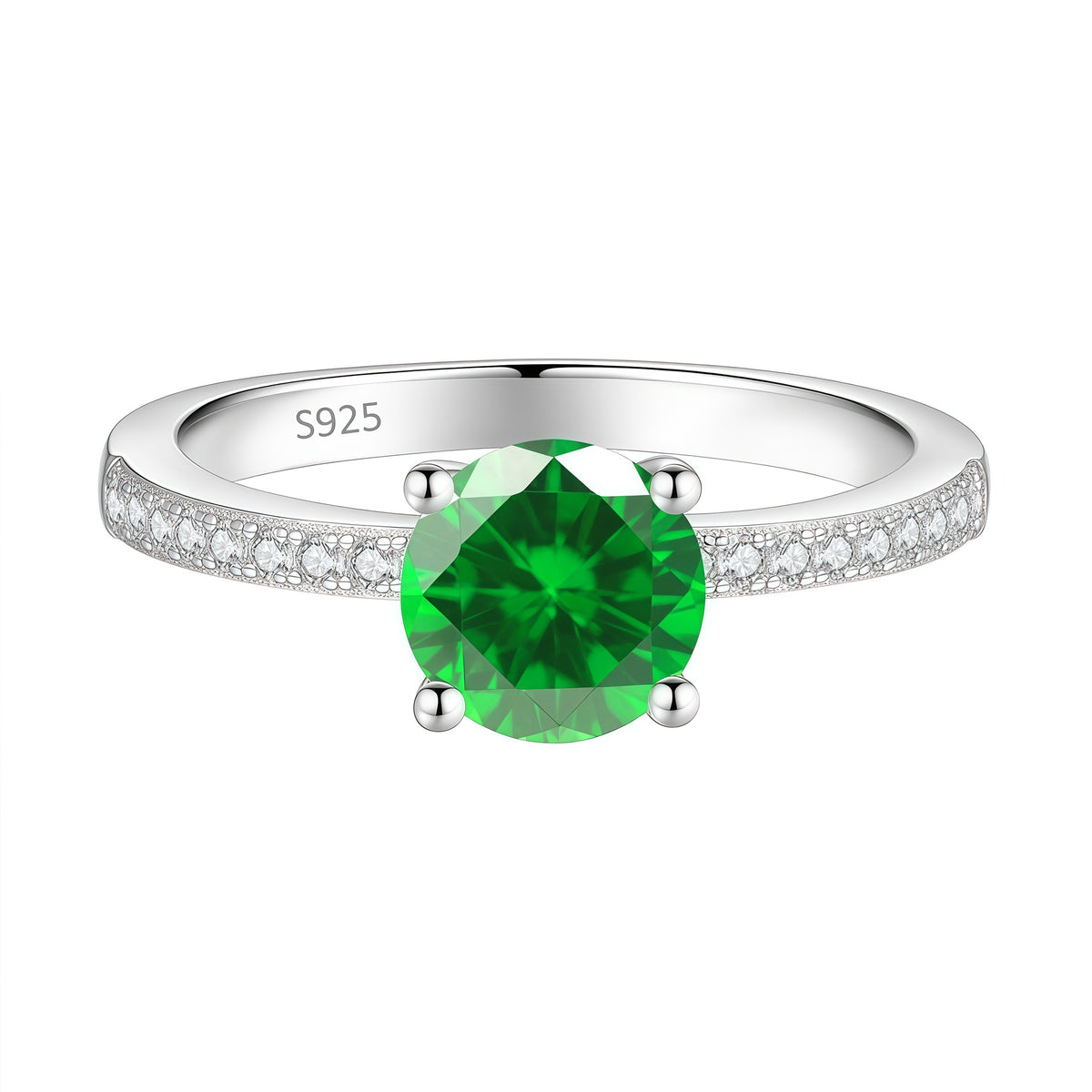 S925 Sterling Silver Ring with Colored Moissanite