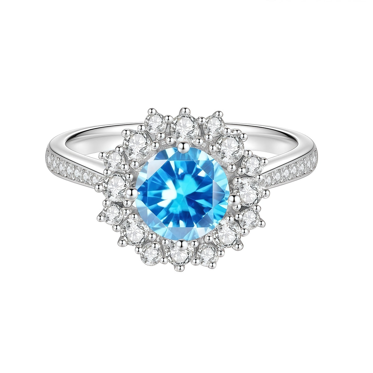 S925 Sterling Silver Colorful Moissanite Ring