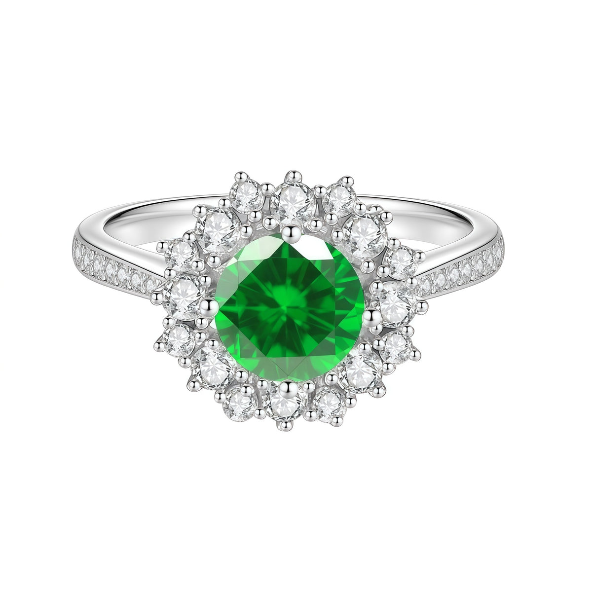 S925 Sterling Silver Colorful Moissanite Ring