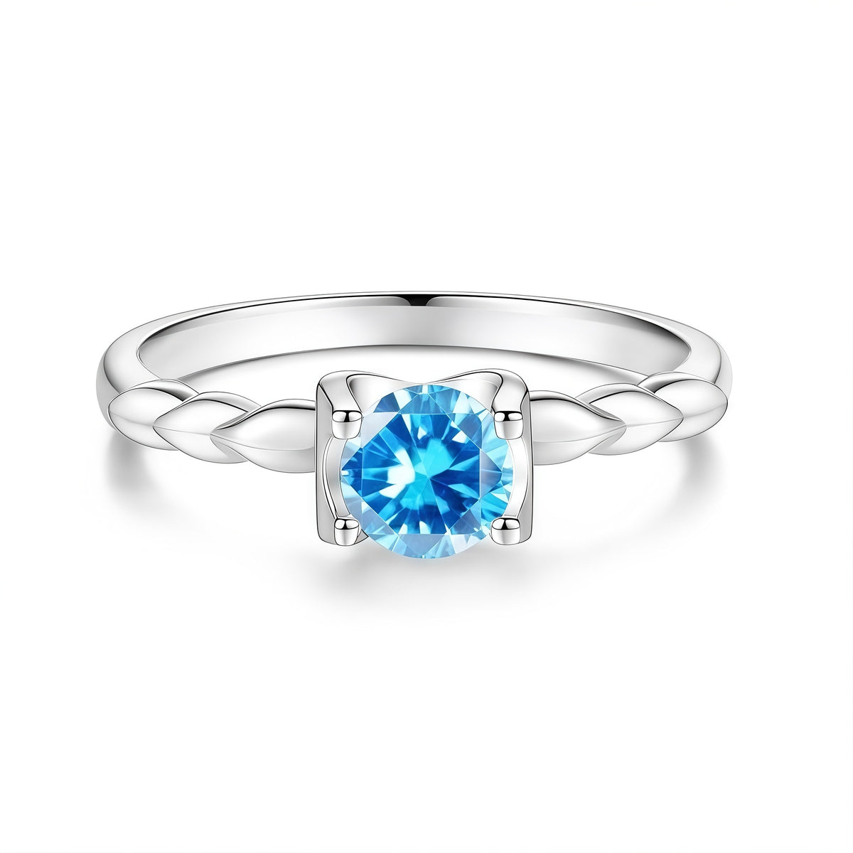 S925 Silver Colored Moissanite Bull-Head Ring