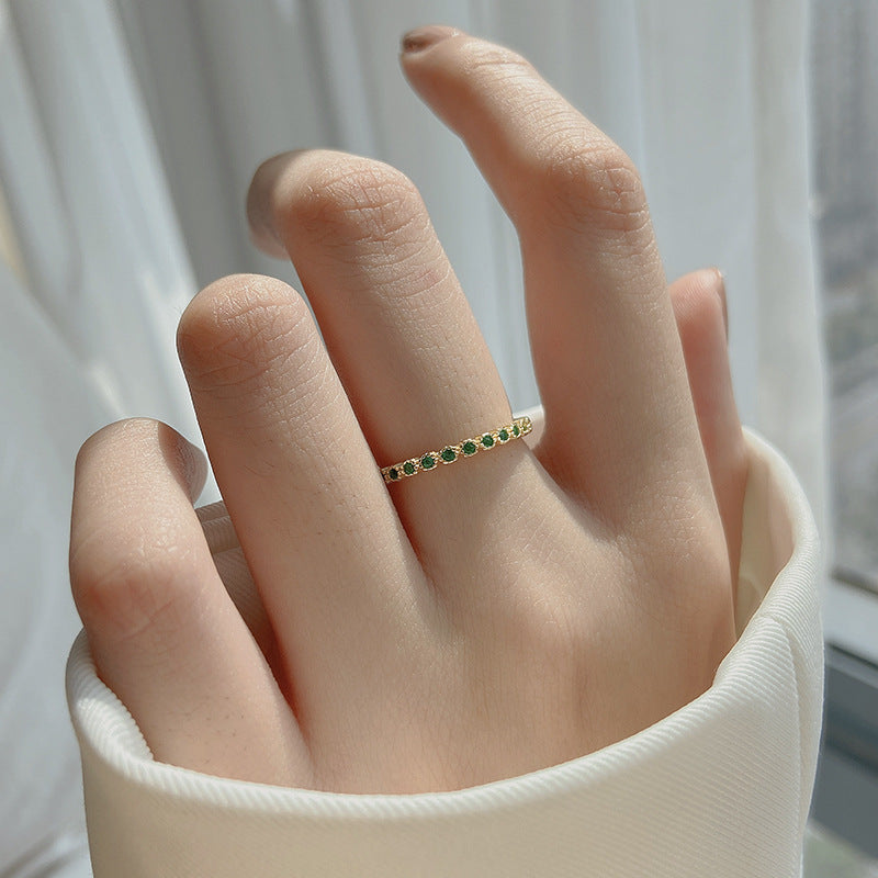 925 sterling silver zircon inlaid open ring