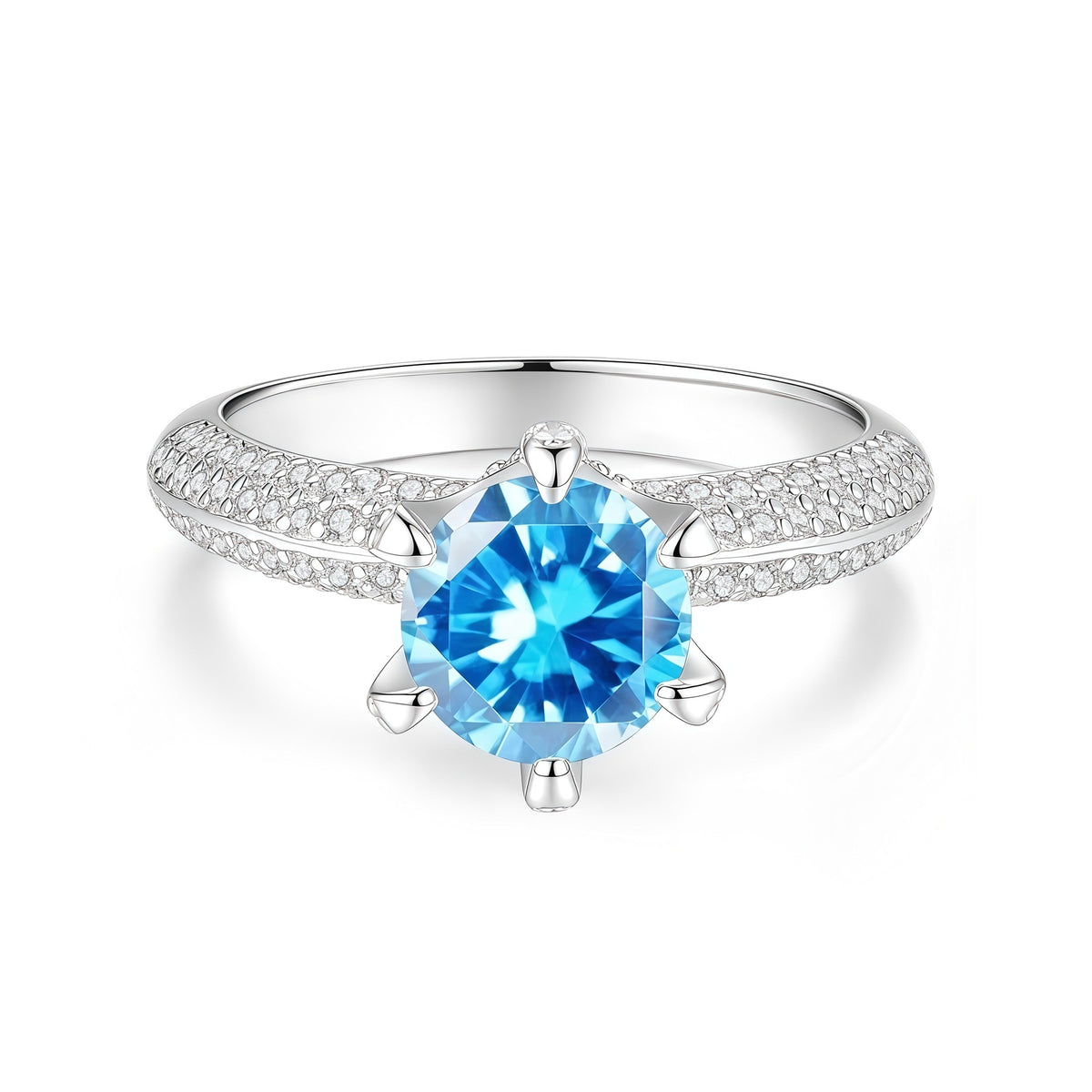 S925 Sterling Silver Six-Prong Moissanite Ring