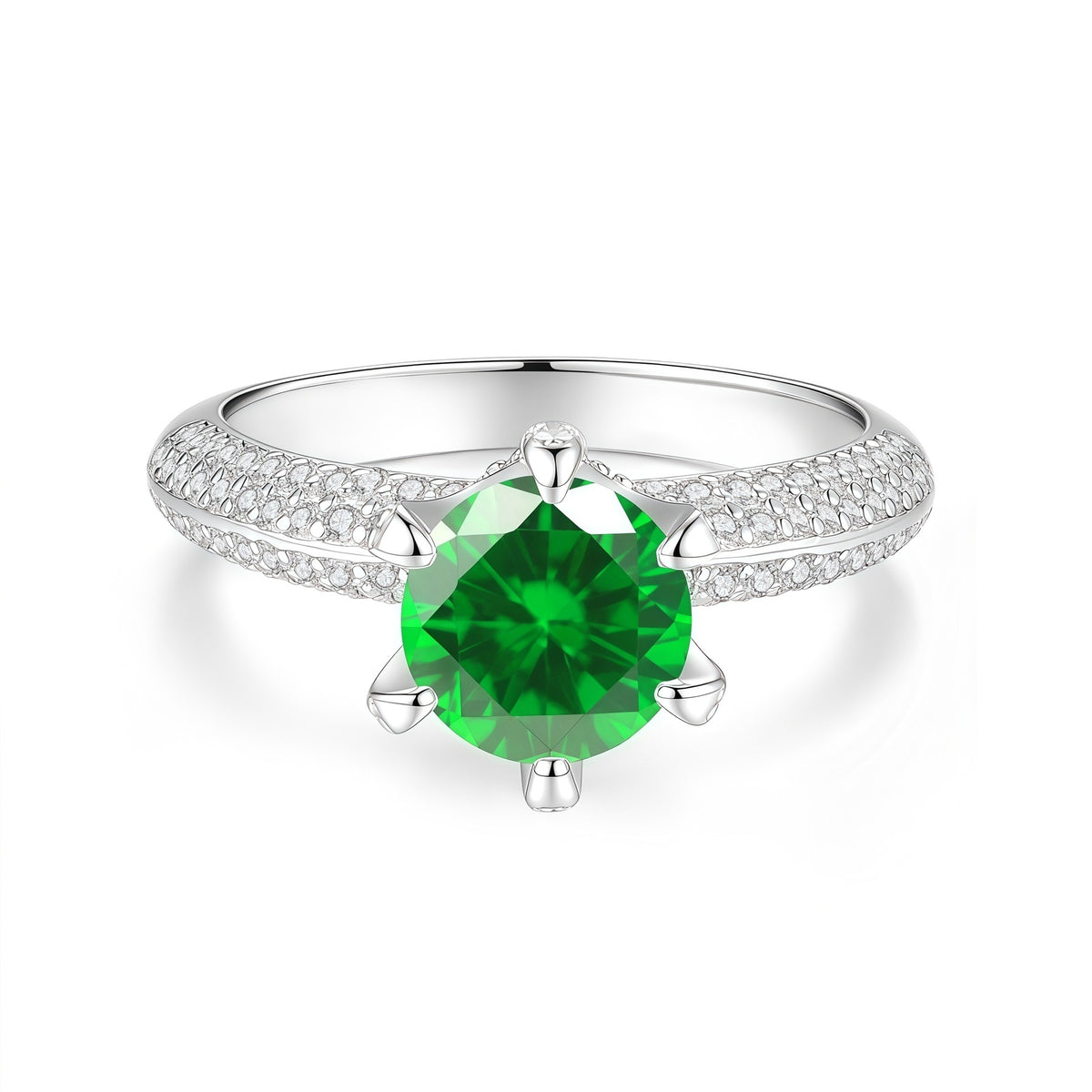 S925 Sterling Silver Six-Prong Moissanite Ring