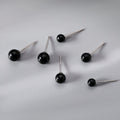S925 sterling silver black agate earrings - silvery