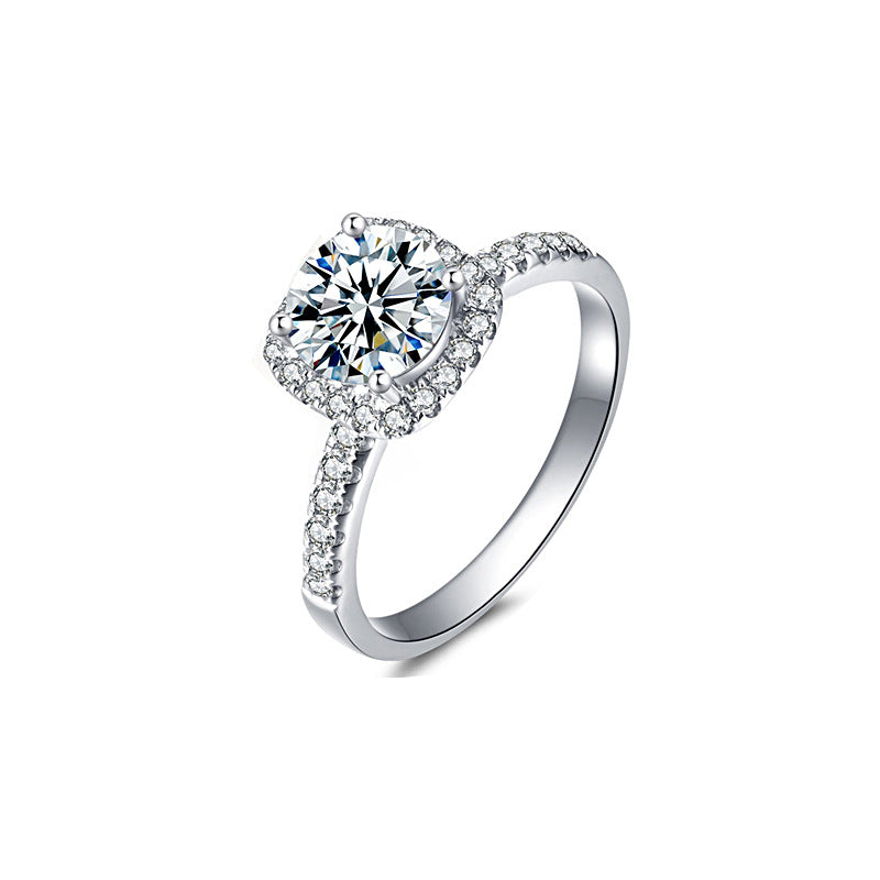 S925 Sterling Silver Moissanite Sugar Cube Ring