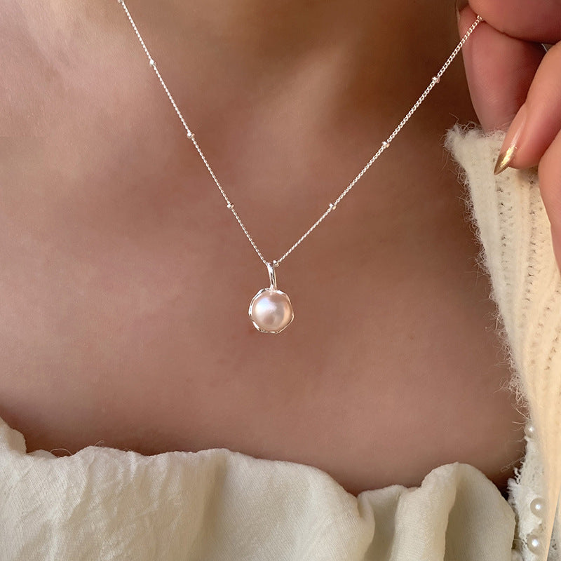 925 sterling silver freshwater pearl pendant necklace