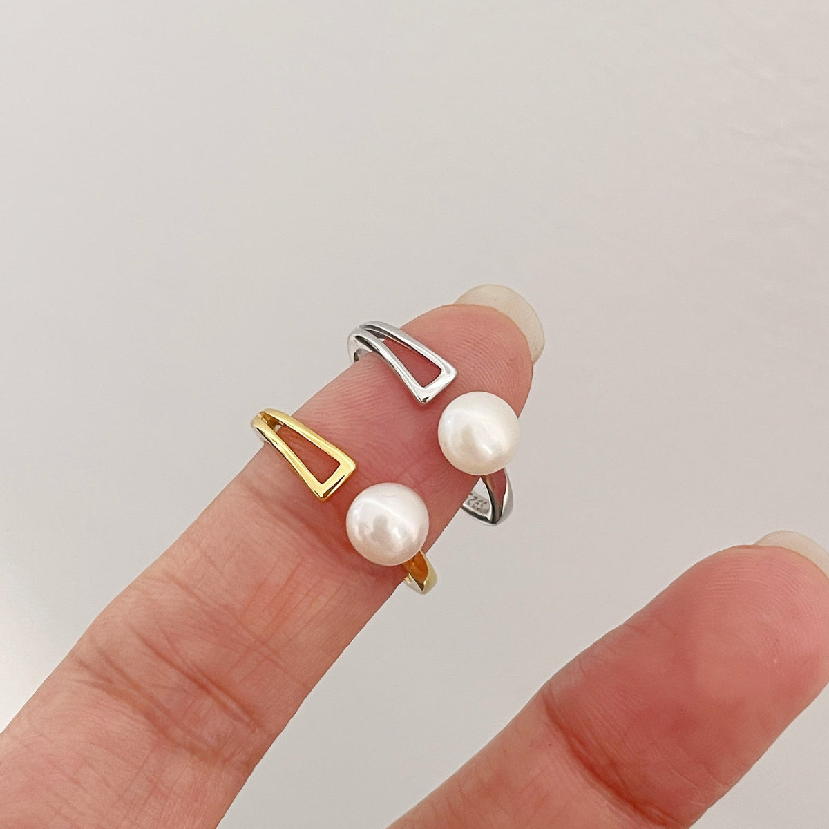 S925 sterling silver freshwater pearl ring