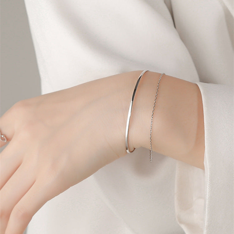 925 sterling silver double-layer bracelet - silvery