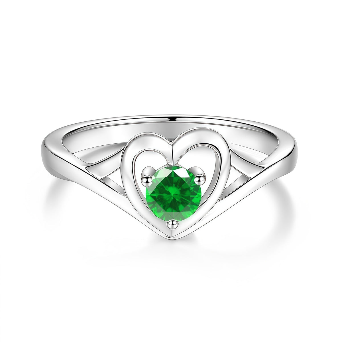 S925 Sterling Silver Heart-Shaped Colorful Moissanite Ring