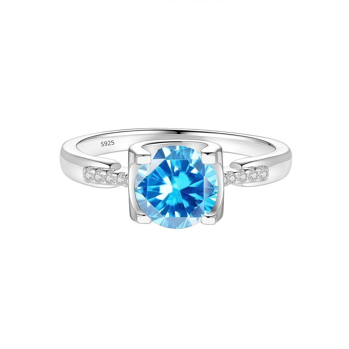 S925 Silver Bull-Head Ring with Colored Moissanite