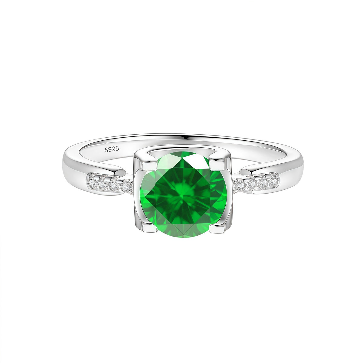 S925 Silver Bull-Head Ring with Colored Moissanite