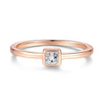S925 Sterling Silver Champagne Gold Princess-Cut Moissanite Ring