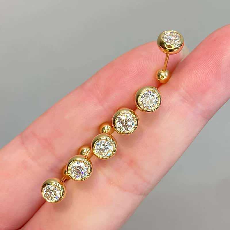 S925 Silver Round Moissanite Bubble Stud Earrings