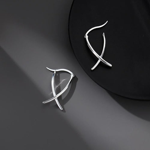 925 pure silver cross design earring - silvery