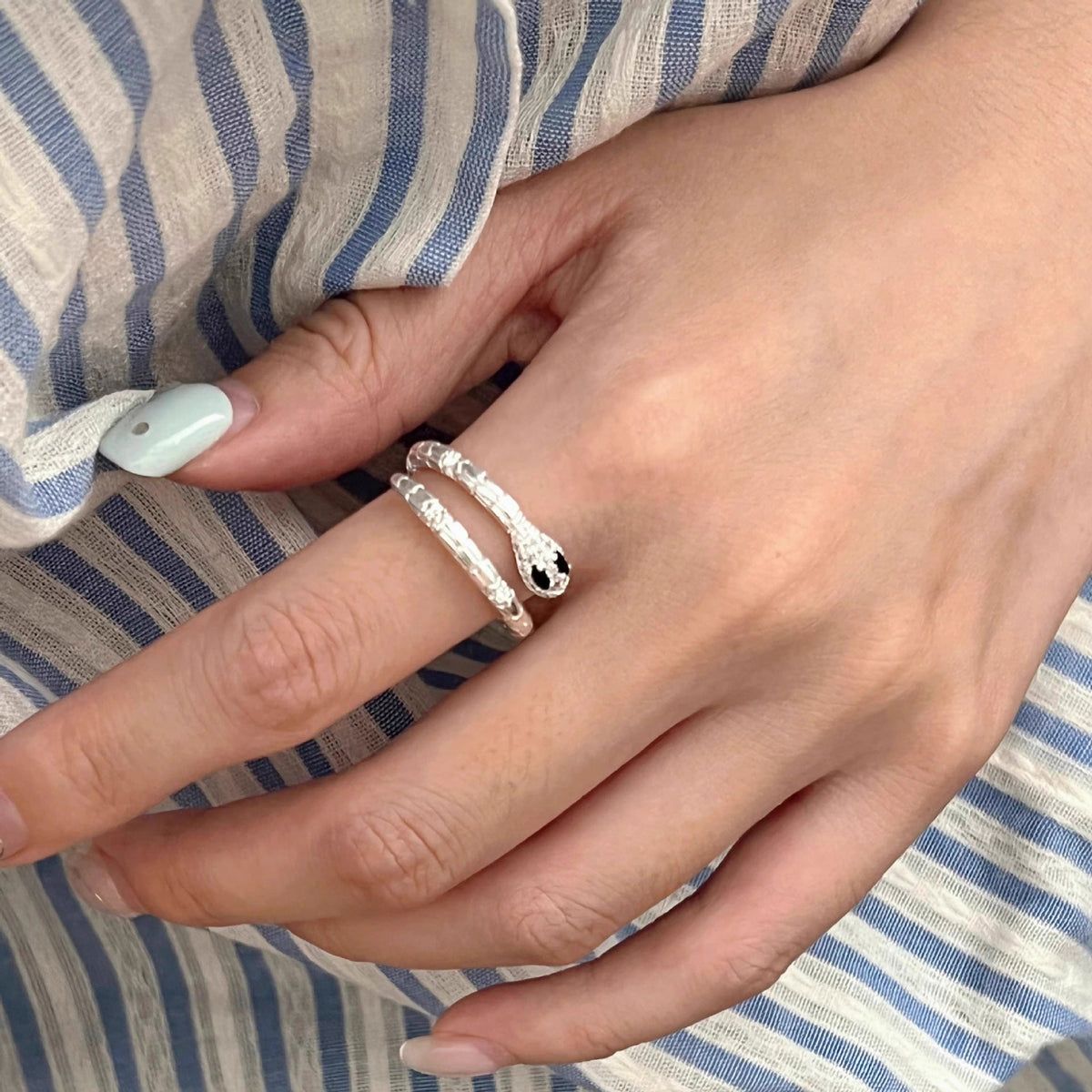 S925 sterling silver snake shaped ring
