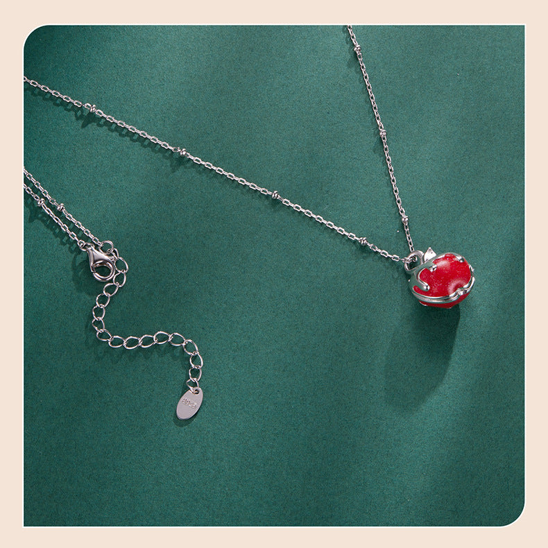S925 Sterling Silver Openable Christmas Apple Necklace