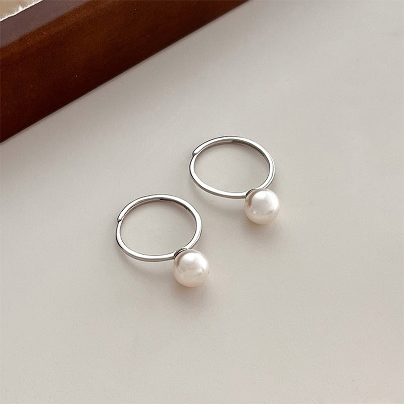 925 sterling silver pearl opening ring - silvery
