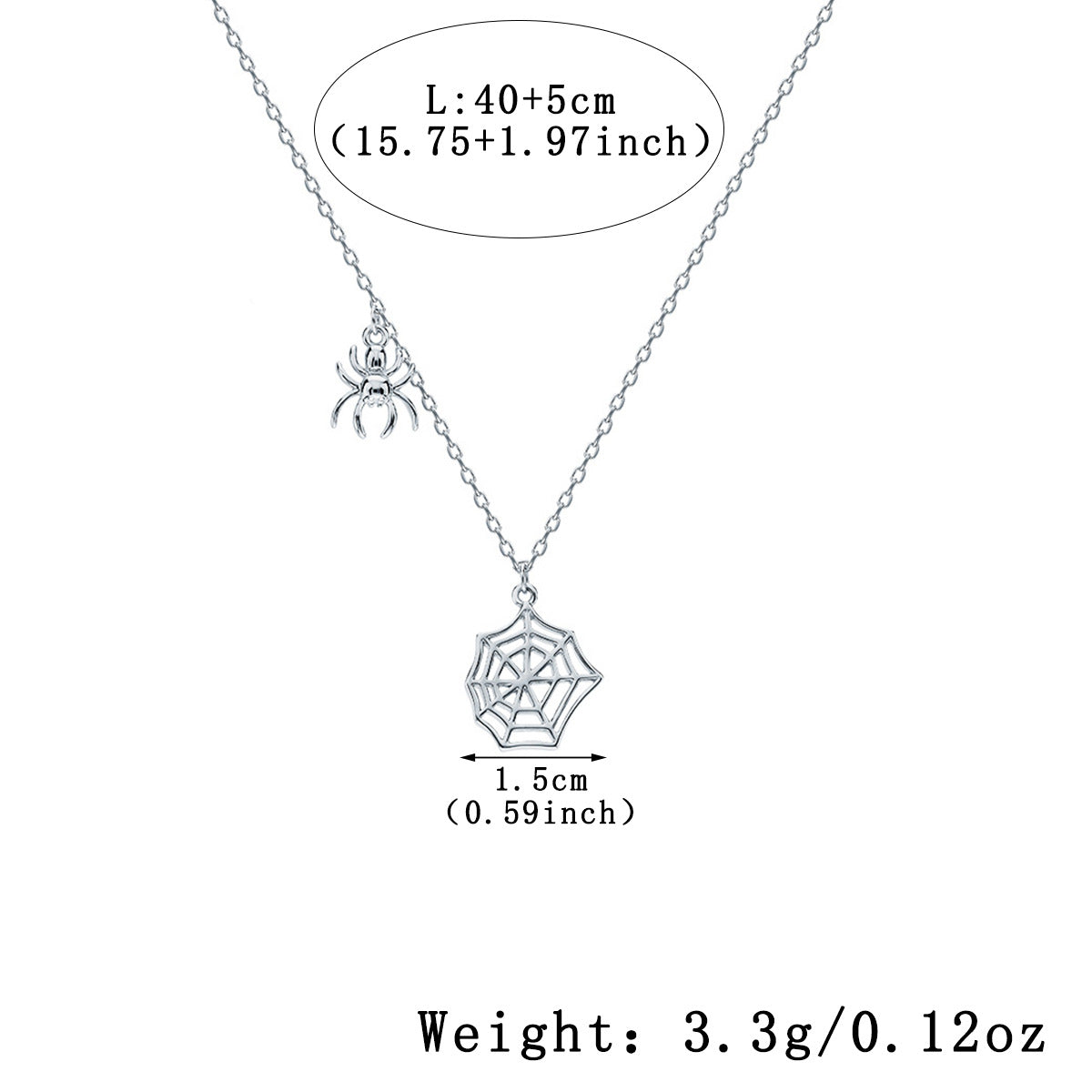 S925 Sterling Silver Gothic Spiderweb Pendant Necklace and Earrings