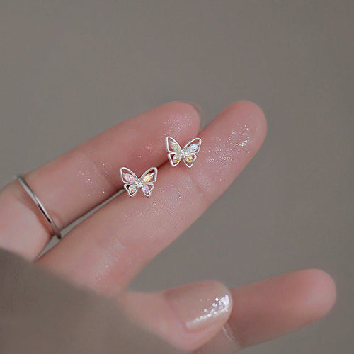 925 sterling silver butterfly earrings - silvery