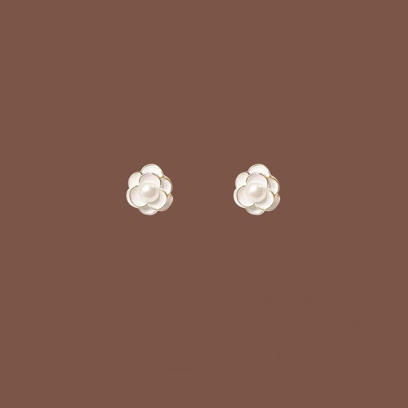 S925 Silver Flower Earrings - Golden