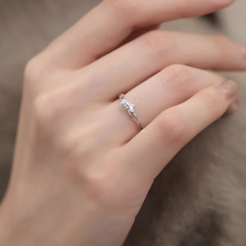 S925 sterling silver rose ring