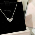 925 sterling silver heart pendant necklace - silvery