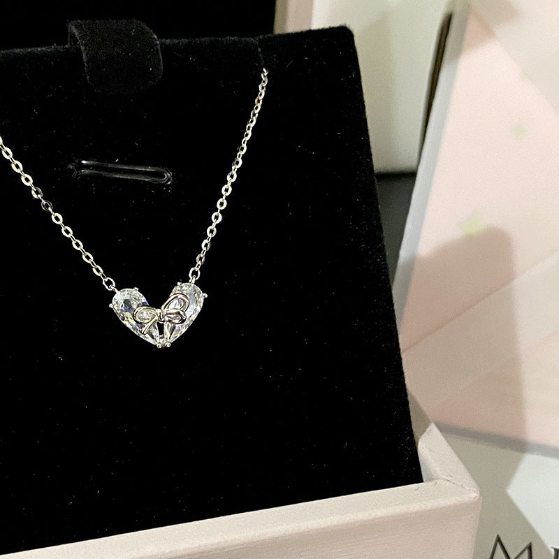 925 sterling silver heart pendant necklace - silvery