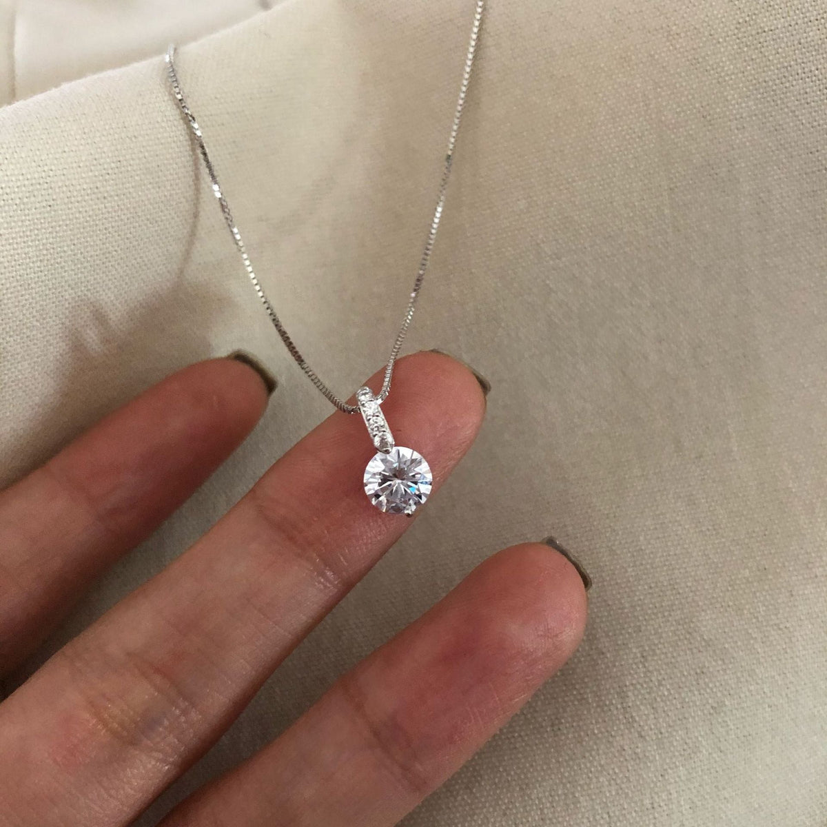 925 sterling silver zircon necklace
