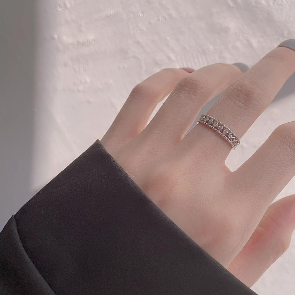 925 sterling silver hollow design ring - silvery